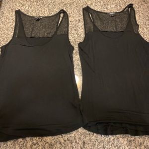 Black poly blend tank with sheer panels